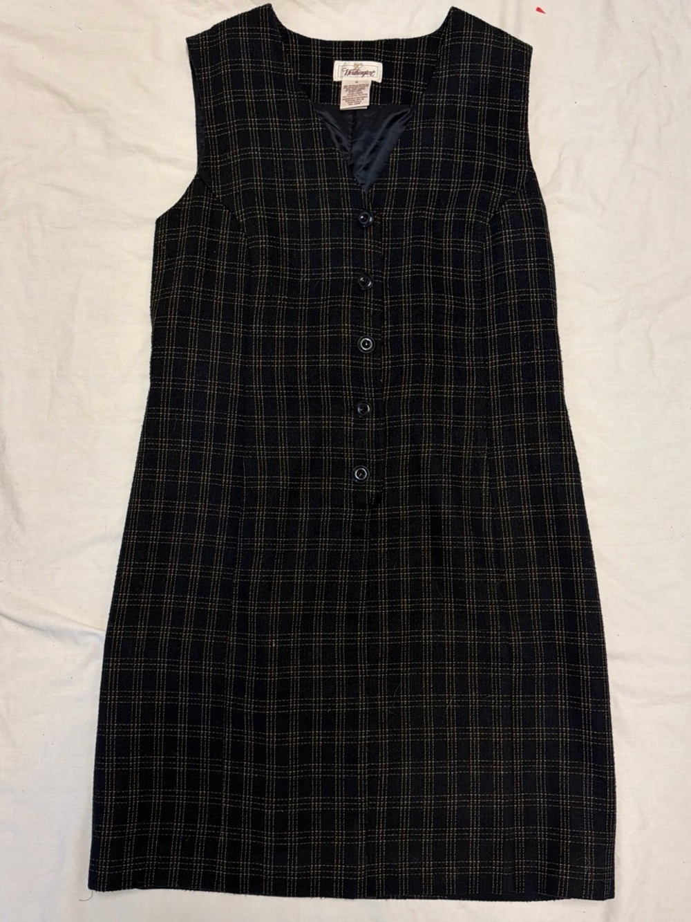 Worthington Black Plaid Sleeveless Wool Dress